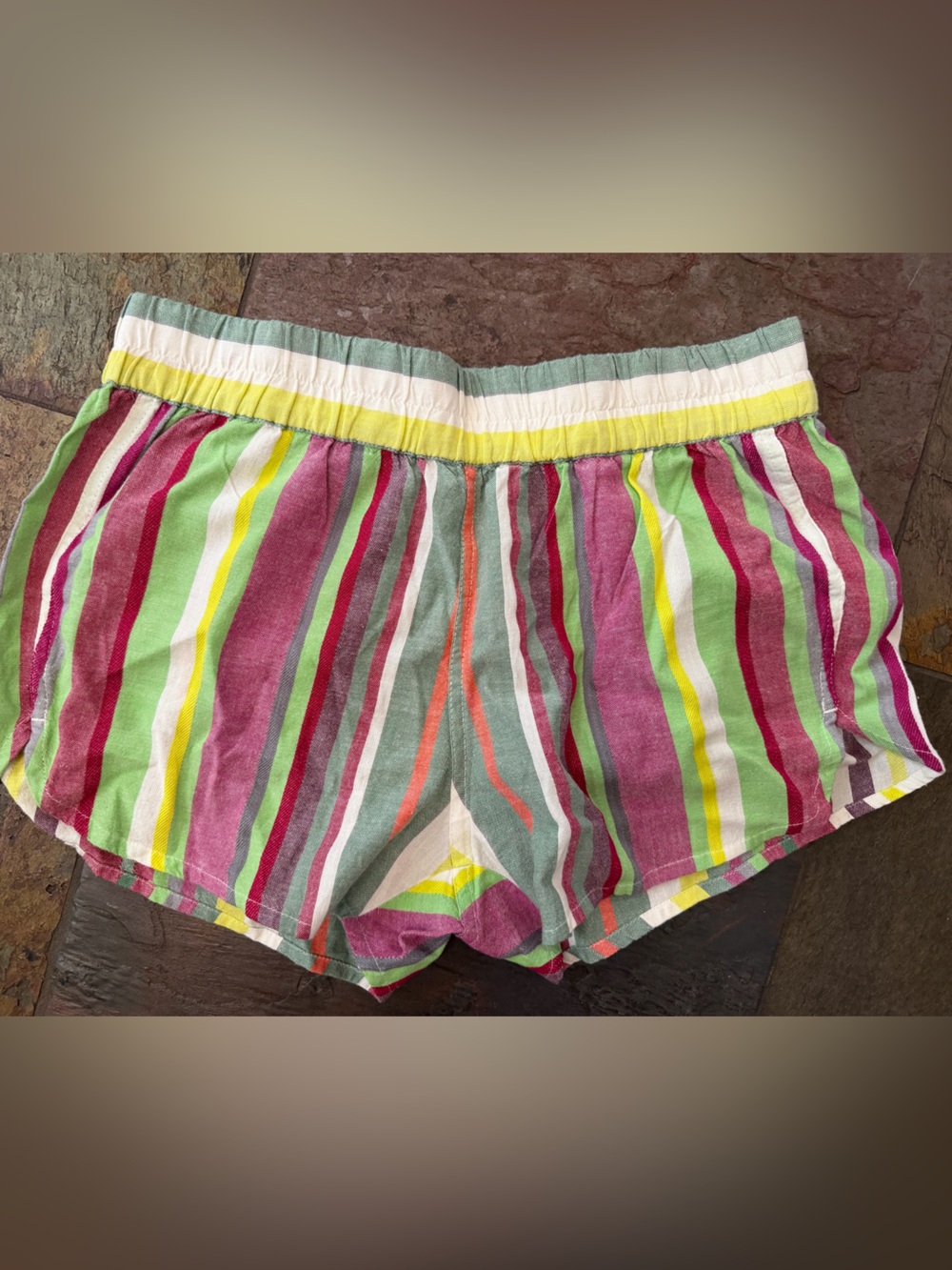 Kavu  new tags Striped Elastic-Waist Athletic Shorts - striped 100 cotton Large